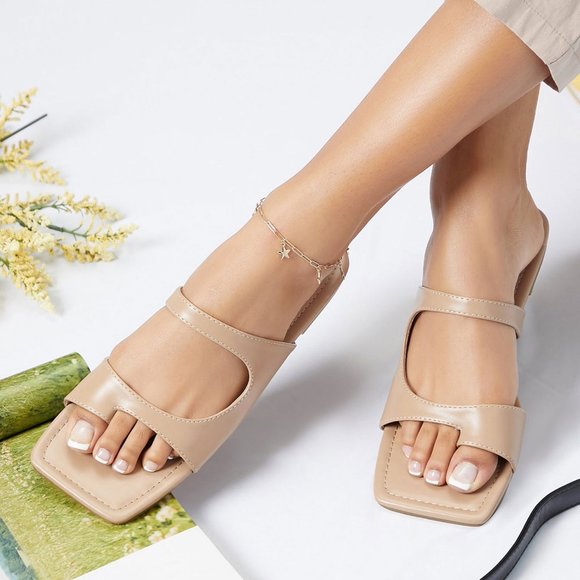 Anna Shoes - NEW🔥 Nude Toe Loop Slide On Flat Sandal Flip Flop